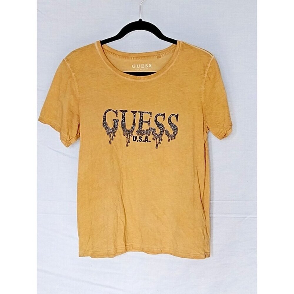 Guess embellished golden t shirt Medium